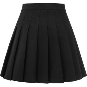 Womens Stretchy Pleated Mini Skirt Comfort High Waist Cheerleader School Uniform Skirt