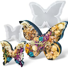 Resin Silicone Mold 8 inch & 5 inch Butterfly Epoxy Resin Molds Kit with Tools DIY Mom's Day Christmas Ornaments Craft Casting Mould for Wedding Bouquet Preservation Insect Specimen Bookend Home Decor