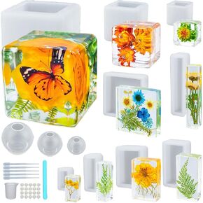 Resin Silicone Mold 8 inch & 5 inch Butterfly Epoxy Resin Molds Kit with Tools DIY Mom's Day Christmas Ornaments Craft Casting Mould for Wedding Bouquet Preservation Insect Specimen Bookend Home Decor