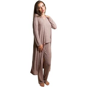 3-Piece Pajama Set for Women – Lounge sets for women includes V-Neck Short Sleeve Top, Long Pants, and a Robe