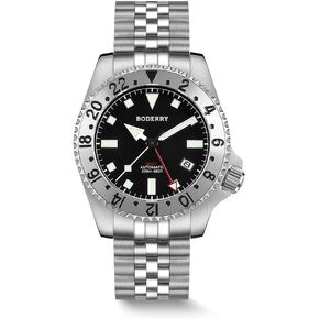 BODERRY Men's Watch Titanium Automatic 200M Waterproof Diver Watch with GMT Automatic Movement and Titanium Bracelet—Admiral