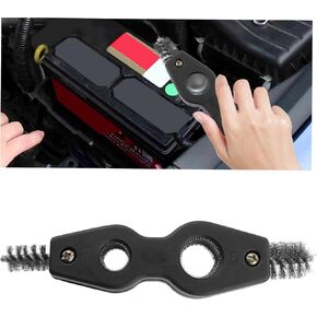 Car Battery Terminal Cleaner,Stainless Steels 4-In-1 Battery Post Cleaner for Battery Post Adapter & Battery Clamps,Multi-Purpose Car Cleaning Accessories Battery Brush (Blue)
