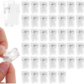 40 Pcs Tapestry Wall Hanging Clips, Self Adhesive Clips Wall Clips Poster Hanger Shower Curtain Clips Double-Sided Adhesive Spring Clips for Blanket Poster Clothing Wall Flag (Clear)