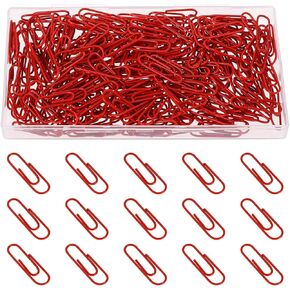 200 Pack Red Paper Clips Decorative Coated Paper Clips Colored Office Clips Vinyl Metal Wrapping Paper Clamps Clips Small for Paperwork Organize Office Home, 1.1 Inch