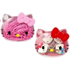 Kitty's Favorite Pink Paper Clips Set - 2 Sets in One - 90 Regular Sized Pink Clips and 5 Premium Hello Kitty Face Clips
