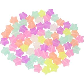 Tupalizy 100PCS Glow in The Dark Star Beads Pendant Colored Acrylic Pony Beads for Bracelets Jewelry Making Necklaces Hair Braids Earring Keychains DIY String Craft Projects Party Decor Gifts, 13mm