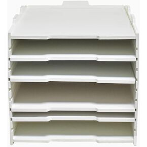 9 Tier-Desk File Organizer, Stackable Paper Tray, Printer Paper Storage for Office, Sorter Organizer for Letter/A3 Office File Folder Holder -White (Horizontal-9tray(with 8 Adjustable Shelves))