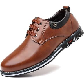 Mens Dress Shoes Comfort Soft Business Oxford Patent Leather Shoes Simple Lace-Up Loafers Flats Shoes for Men