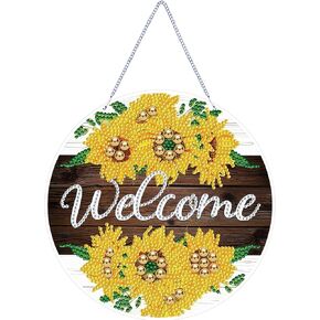 lyenyi diy شنقا الماس الفن قلادة عدة عباد الشمس، الكريستال الخاص عيد الميلاد الماس اللوحة زخرفة عدة للبالغين، 7.4x7.4 بوصة الاكريليك Weclome جوهرة الماس اللوحة إكليل مجموعات in Kuwait