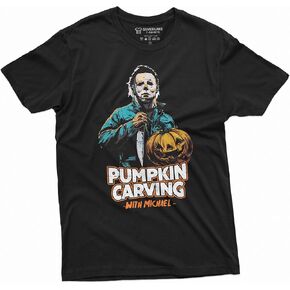 Halloween Horror Movie T-shirt Pumpkin Carving Mens Tshirt Costume Party Tee Shirt