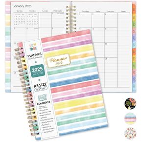 2025 Planner - A5 Daily Weekly Monthly Planner, January 2025 - December 2025, 6" x 8.5", Planner 2025 with Monthly Tab, Flexible Cover, Wirebound, Inner Pocket