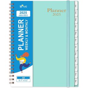 مخطط 2025، مخطط تقويم أسبوعي وشهري، يناير 2025 - ديسمبر 2025، A5 6.1 بوصة × 8.2 بوصة، مخطط 2025 مع علامات التبويب، غطاء مرن، سلك مقيد، يتضمن جهات الاتصال والملاحظات والصفحات المرجعية - أزرق in Kuwait