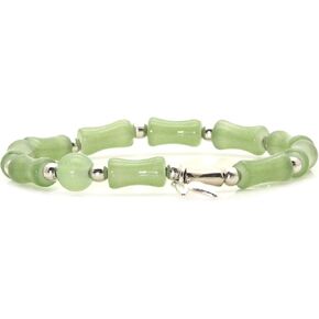 Fashion Faux Jade Beads Bracelet Leaf Charm Glass Link Bracelet