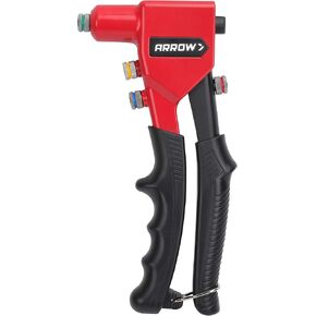 Arrow RT187M One-Handed Rivet Tool, Manual Riveter for Metal, Fabric, Leather, and Auto Repair, Uses 1/8-Inch, 3/16-Inch, 5/16-Inch Rivets