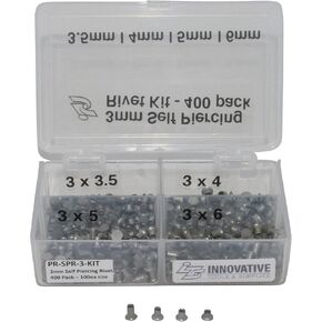 Innovative Tools & Supplies Self-Piercing Rivets 3mm Assorted Size Kit of 400 Pieces - 100 Each Size