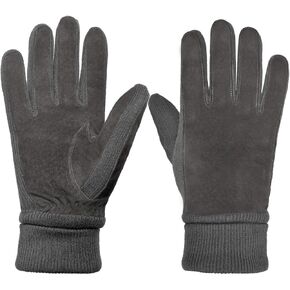 Harssidanzar Womens Winter Suede Gloves Thermal Wool Fleece Lined Outdoor Warmth SL024US