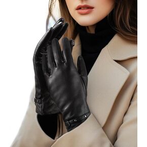 LADYBRO Black Winter Gloves for Women Touchscreen Warm Driving Lambskin Gloves Wool