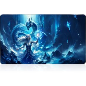 MTG Playmat, TCG Card Game Playmat, Stitched Edge, Non-Slip Rubber Bottom - 24 x 14 inch - Sovereign of The Azure Depths