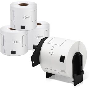 MarkDomain Label Replace for Brother DK-1202 Shipping Label Roll, 2.4" x 3.9" (62mm x 100mm), 300/ roll Die-Cut Address Label, Use with Printer QL-800 QL-700, 4 Rolls + 1 Frame