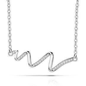 Women's Water ripple necklace, wave necklace，925 sterling silver simple and generous necklace，Cubic Zirconia hyposensitivity pendant necklace，Silver Necklce Jewelry for Her