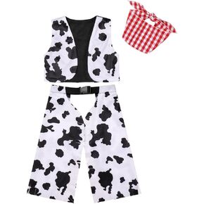 IBTOM CASTLE Baby Halloween Cowboy Costume Cowboy or Cowgirl Vest + Hat + Plaid Bandana Toddler 3Pcs Fancy Dress Up Outfit
