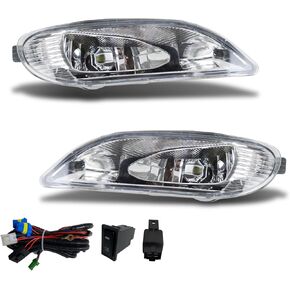 Fog Lights Assembly For 2002 2003 2004 Camry, 2005 2006 2007 2008 Corolla, 2002 2003 Solara With Switch and Wiring Kit And Halogen Bulbs- Smoked Lens
