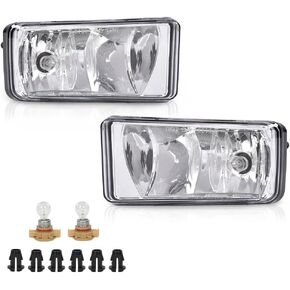 Fog Lights 12V 24W Halogen Lamp w/Bulbs Assembly Compatible with Chevy Silverado/tahoe/suburban 2007-2015 Left + Right Pair Clear Lens
