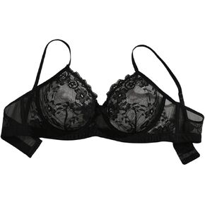 MakeMeChic Women's Plus Size Floral Lace Lingerie Bra Spaghetti Strap Push Up Bralette