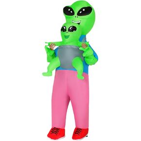COMIN Inflatable Alien Costume for Adults with Alien Baby Blow Up Costume Inflatable Costume Full Body for Halloween Party