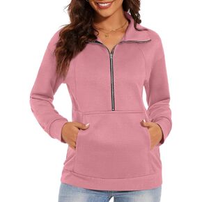 CATHY Womens Fall Outfits Half Zip Sweatshirts Trendy Hoodies Tops Long Sleeve Pullover with Pockets 2024