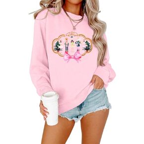 MNLYBABY عيد الميلاد البلوز المرأة مضحك كسارة البندق الجرافيك عيد الميلاد سترة قميص Casul Crewneck كم طويل البلوز الأعلى