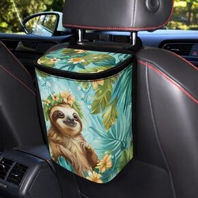 Talayituse Sea Turtle Print Car Trash Can, Portable Auto Garbage Bin Multifunctional Vehicle Interior Accessories with Adjustable Straps Universal Fit Truck SUV Sedan