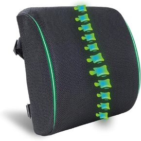 Lumbar Support Pillow for Office Chair Car Seat,Charcoak Memory Foam Chair Back Cushion for Back Pain Relief with Double Adjustable Straps