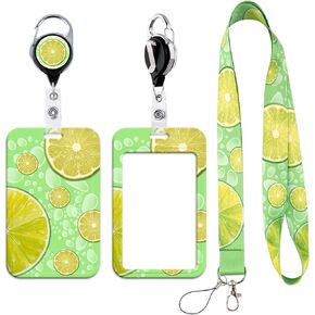 Cute Lanyard Badge Holder Galaxy Fox Retractable Reel Clip for Women Girls Lanyards for ID Badges Keychain Keys Nature Forest