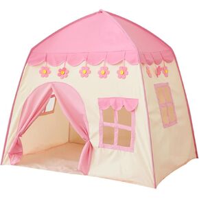 Cute Princess Tent for Girls, Pink Castle Play Tent Playhouse for Children Indoor and Outdoor Fun, 51’’ x 40’’ x 51’’ (LxWxH)