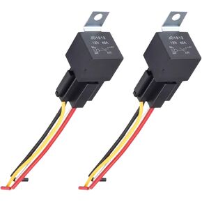 QODOLSI 2 PCS Car Relay, 12V 4 Pins Automotive Relay, Relay with Wire Harness, Multi Purpose Relay with Backrest, Reliable Relay Replacement, Universal for Most Cars, Trucks, SUVs (Black)