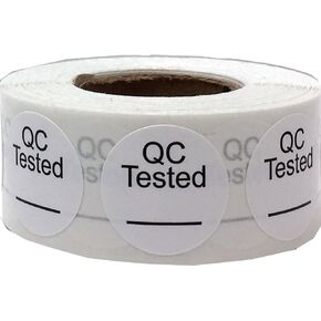 White Circle with Black QC Tested Dot Stickers, 3/4 Inch Round, 500 Labels on a Roll