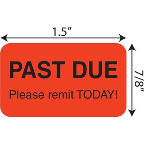 Tabbies Billing Collection Labels, Past Due Please Remit Today!, 0.88 X 1.5, Fluorescent Red, 250/roll