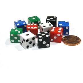 Set of 10 Six Sided D6 12mm Dice Assorted Colors by Koplow Games