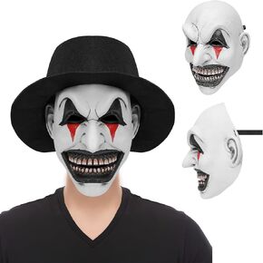 Clown Mask Adult Scary Art Clown Face Mask with Hat Creepy Terrifer Killer Clown Mask Scary Halloween Cosplay Costume Prop in Kuwait