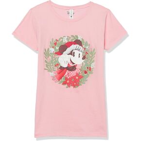 Disney Mickey Classic Wreath Christmas Portrait Girls T-Shirt