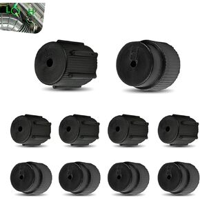 10 PCS Car Air Conditioning Valve Core Cover Combination Set, ABS Plastic 16mm ID High Pressure Cap + 13mm ID Low Pressure Cap, Replacement Repair Parts, Suitable for Most Cars (Black)