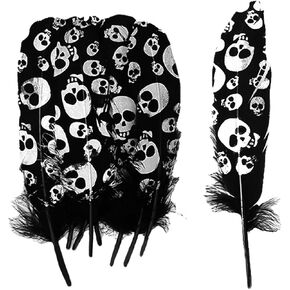 Rgontar 50 Pcs Black Goose Feathers,6-9 Inch Skulls Goose Feathers,Halloween and Wedding Party Decor, Crafts DIY for Hat Cake and Floral