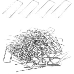 MEETOOT 100PCS/Box 1.7x0.55 inch Metal Plant Greenery Pin Silver U Shaped Wreath Making Fixing Pin for Making Wreaths and Craft and Flower Arrangements