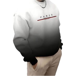GORGLITTER Men's Graphic Crewneck Sweatshirt Oversized Drop Shoulder Ombre Long Sleeve Pullover Tops