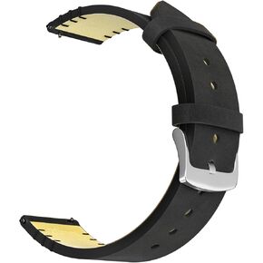 20mm 22mm 24mm Watch Bands,Quick Release Nubuck Leather Watch Straps,Silver Stainless Steel Buckle,Replacement Watch Bands for Men and Women£¨Includes 2 Metal Buckles in Black and Silver£©