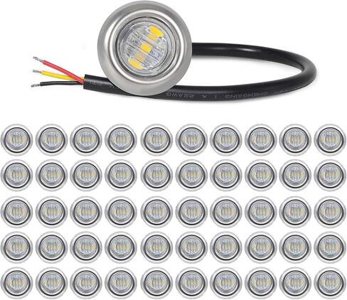MADCATZ 3/4 Inch Round Amber LED Clearance Side Marker Lights 3 LED with Chrome Bezel for Trailer Truck Pickup Tow Lorry Boat Waterproof 12V DC Two Step Brightness in Saudi Arabia