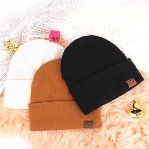 DRESHOW Satin Lined Knit Beanie Hat for Women Men Warm Winter Beanie Hat Silk Lined Caps Cuffed Hat Soft Unisex Skull Cap in Kuwait
