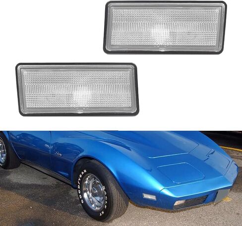 عدسة مدخنة بيضاء LED لـ 1974 1975 1976 1977 1978 1979 تشيفي كورفيت C3 أضواء العلامات الجانبية للمصد الأمامي in Kuwait
