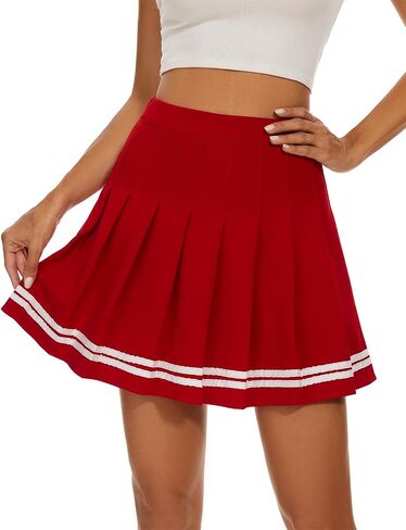 Womens Stretchy Pleated Mini Skirt Comfort High Waist Cheerleader School Uniform Skirt in Saudi Arabia